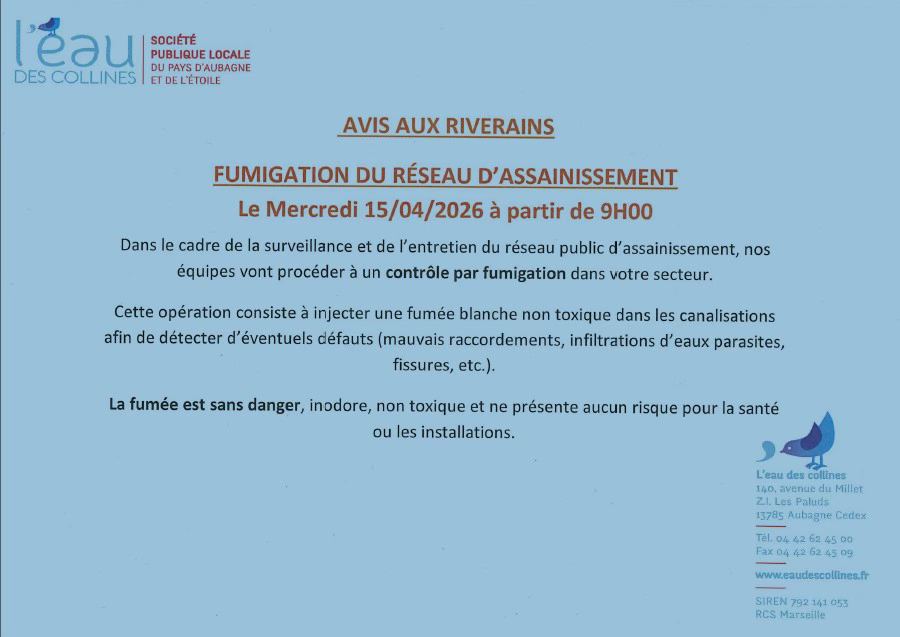 Fumigation du réseau d’assainissement